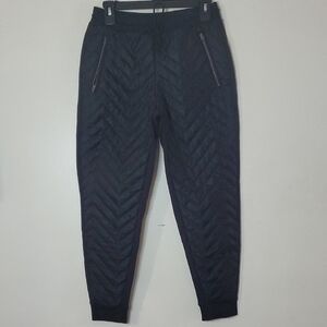 Athleta Black Quilted Jogger Pants Size 2 Petite Pockets Elastic Waist Highrise